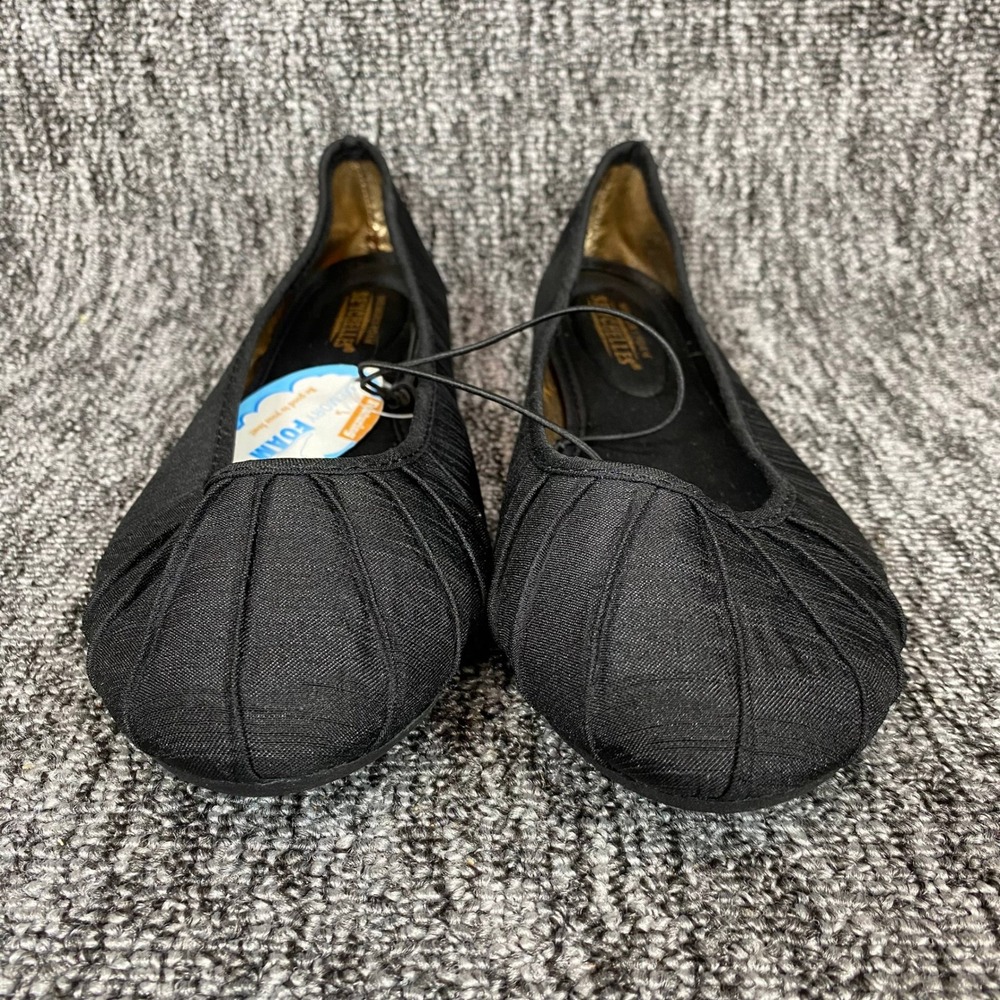 Seychelles Black Ballet Flats Pleated Ruched Toe Memory Foam Comfort Slip On - Picture 4 of 12